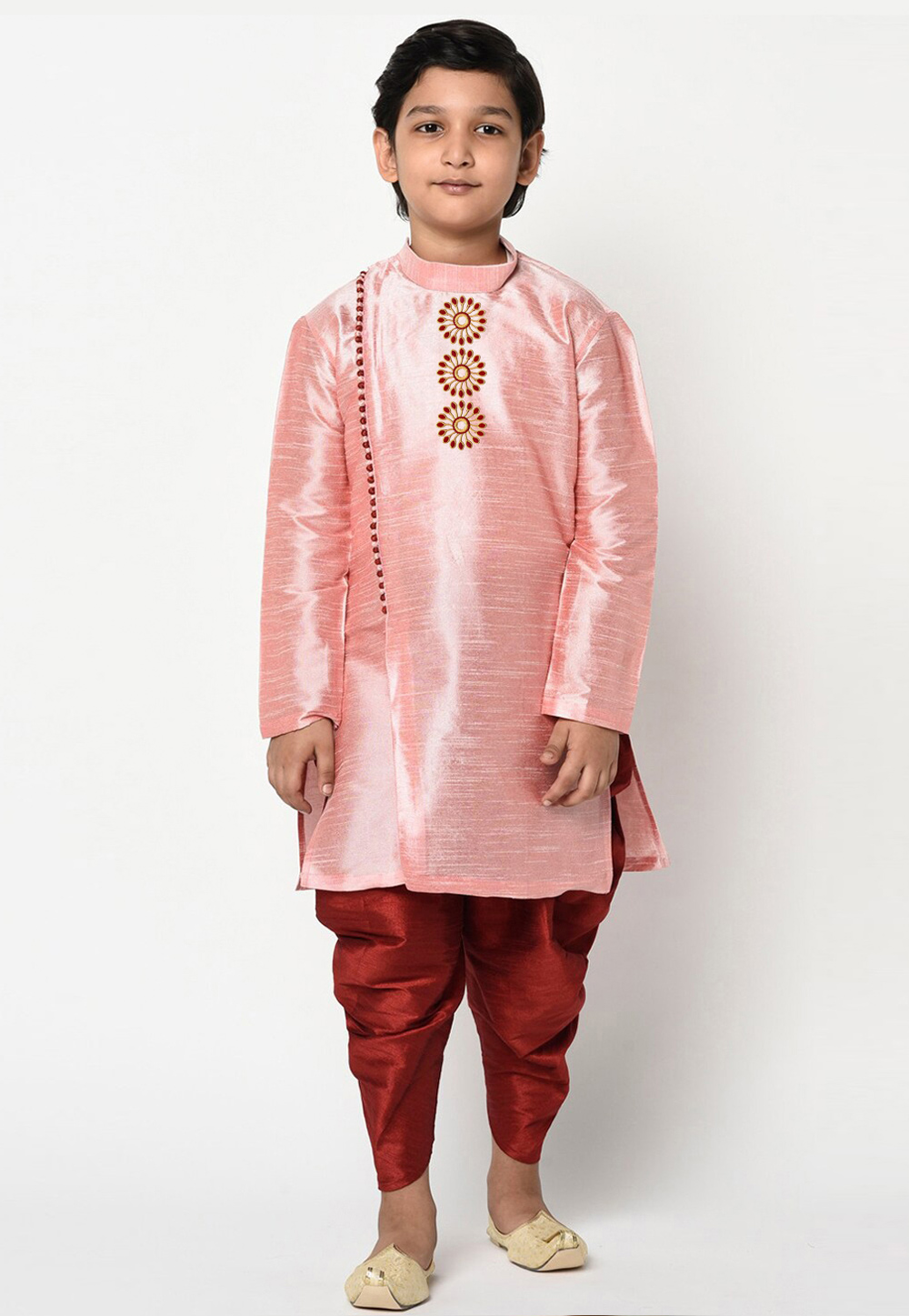 Pink Dupion Silk Kids Dhoti Kurta 229903