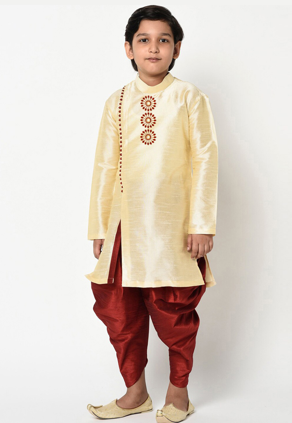 Cream Dupion Silk Kids Dhoti Kurta 229904