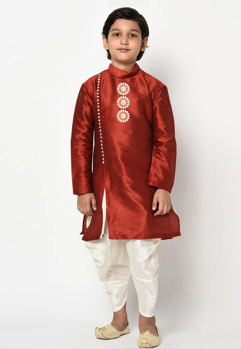 Maroon Dupion Silk Kids Dhoti Kurta 229906