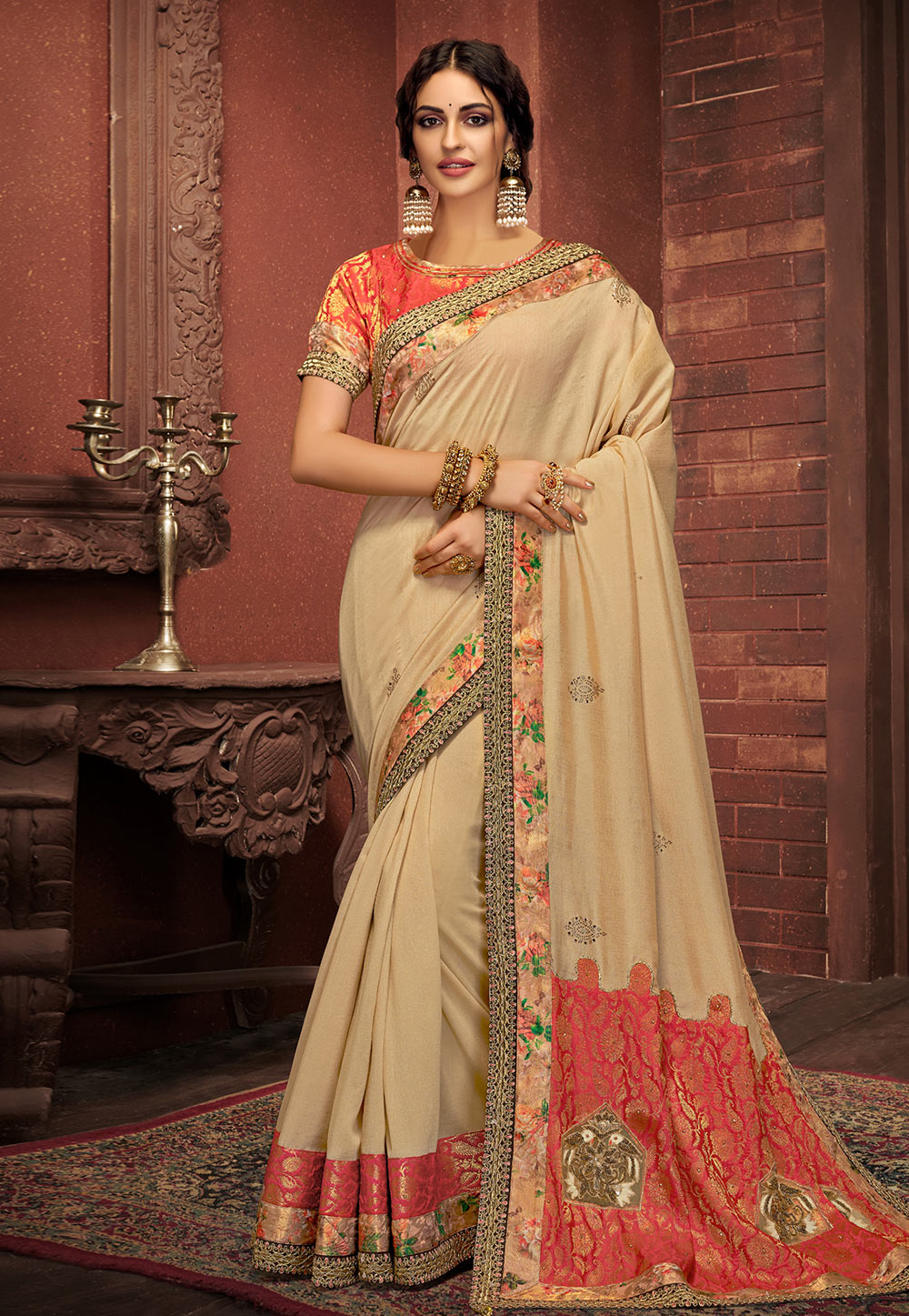 Beige Silk Festival Wear Saree 189199