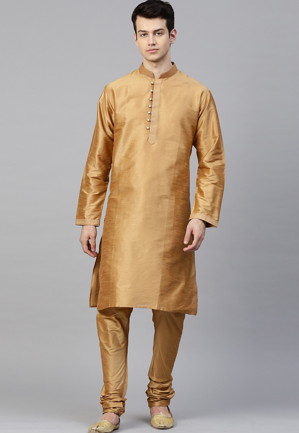 Golden Dupion Silk Kurta Pajama 236530