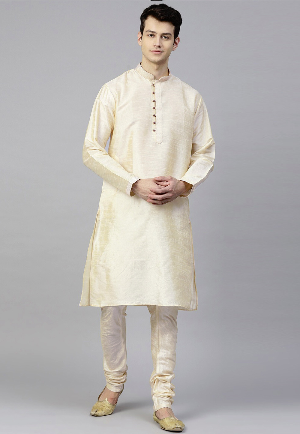 Cream Dupion Silk Kurta Pajama 236534
