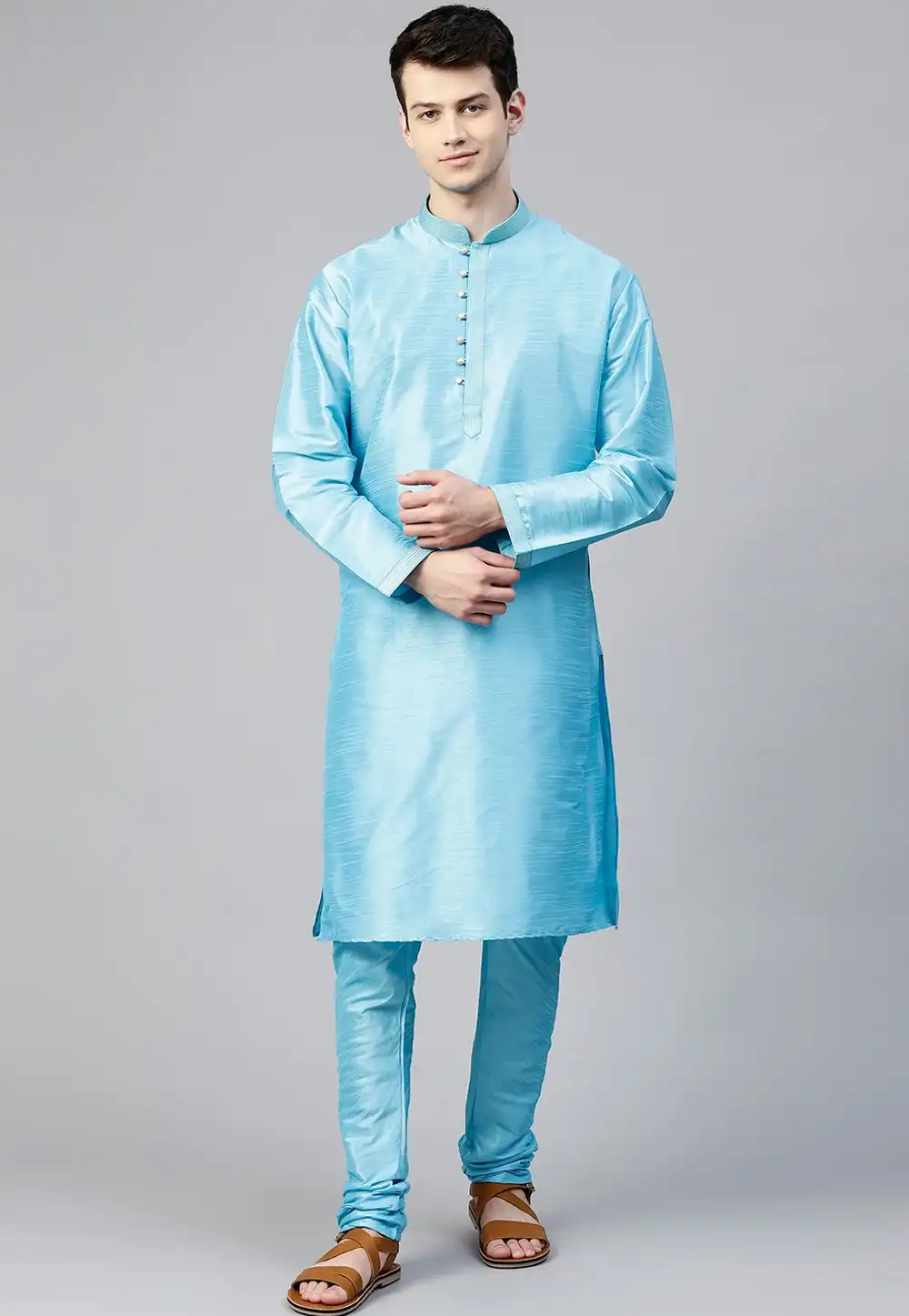 Sky Blue Dupion Silk Kurta Pajama 236536