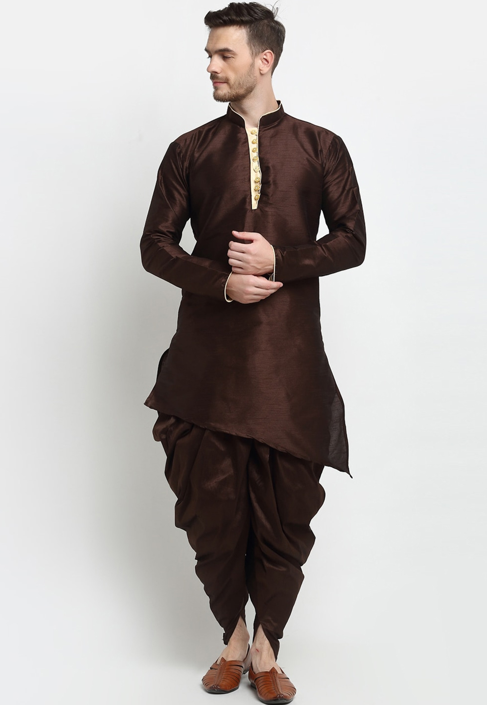 Brown Dupion Silk Dhoti Kurta 236555