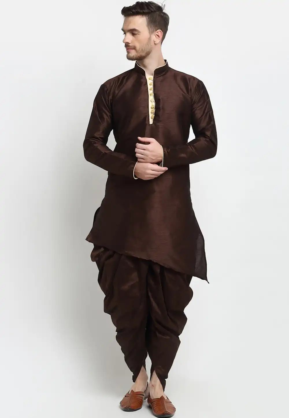 Brown Dupion Silk Dhoti Kurta 236555