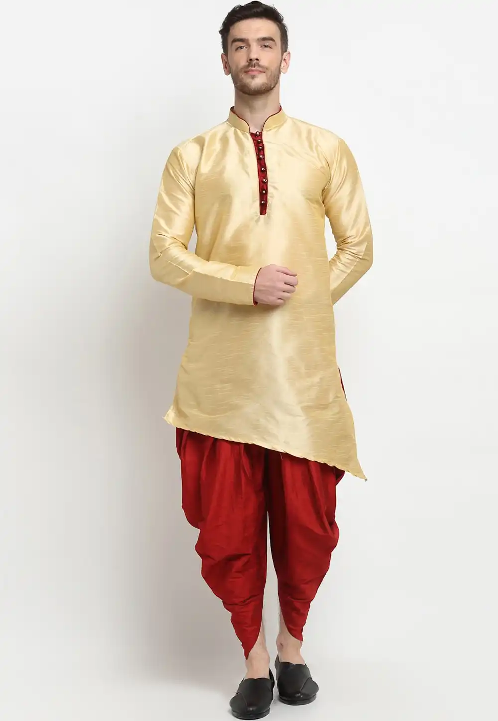 Cream Dupion Silk Dhoti Kurta 236556