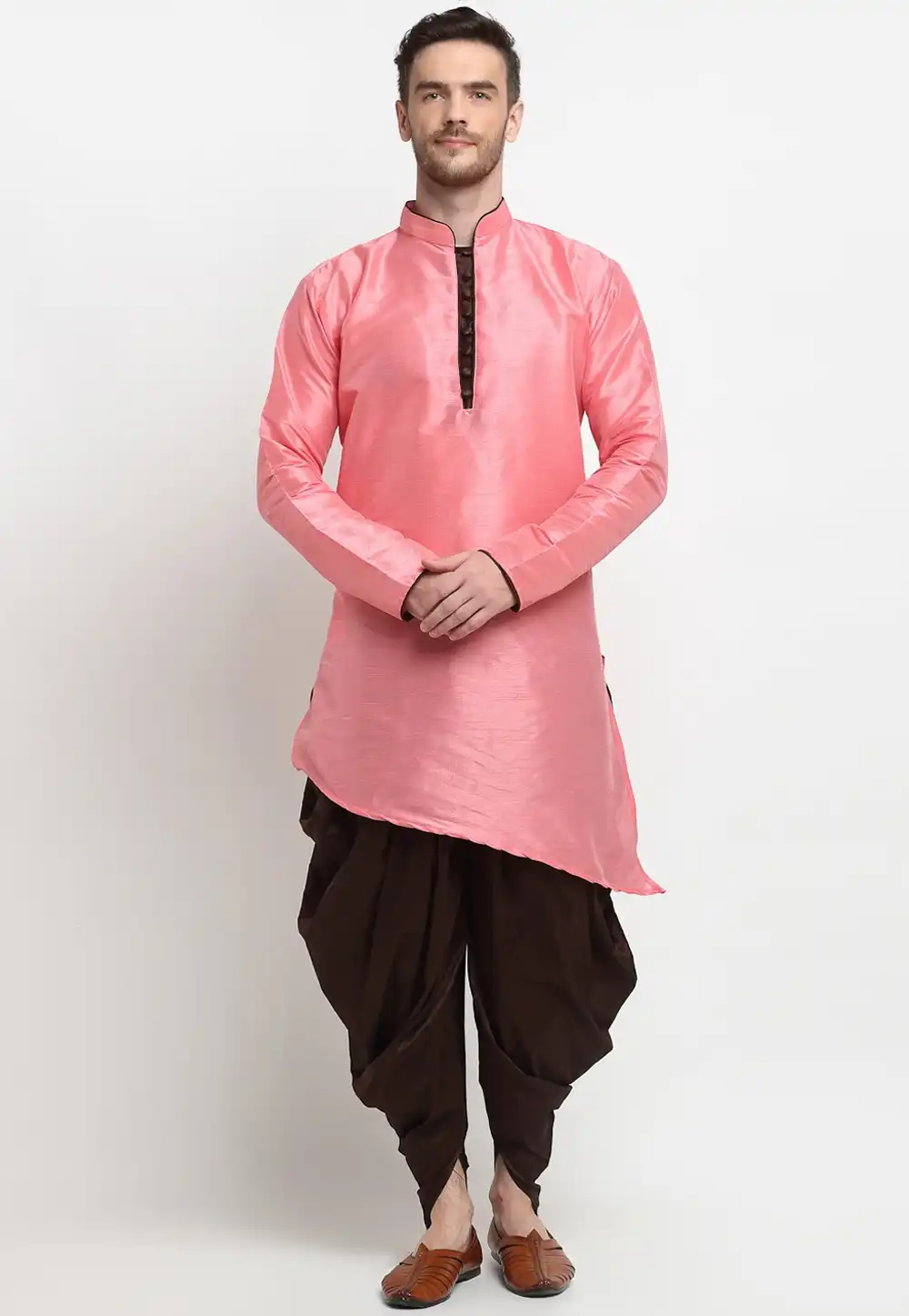 Pink Dupion Silk Dhoti Kurta 236557