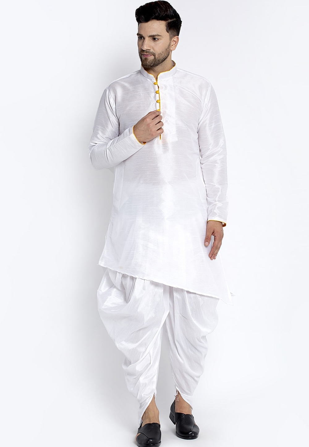 White Dupion Silk Dhoti Kurta 236562
