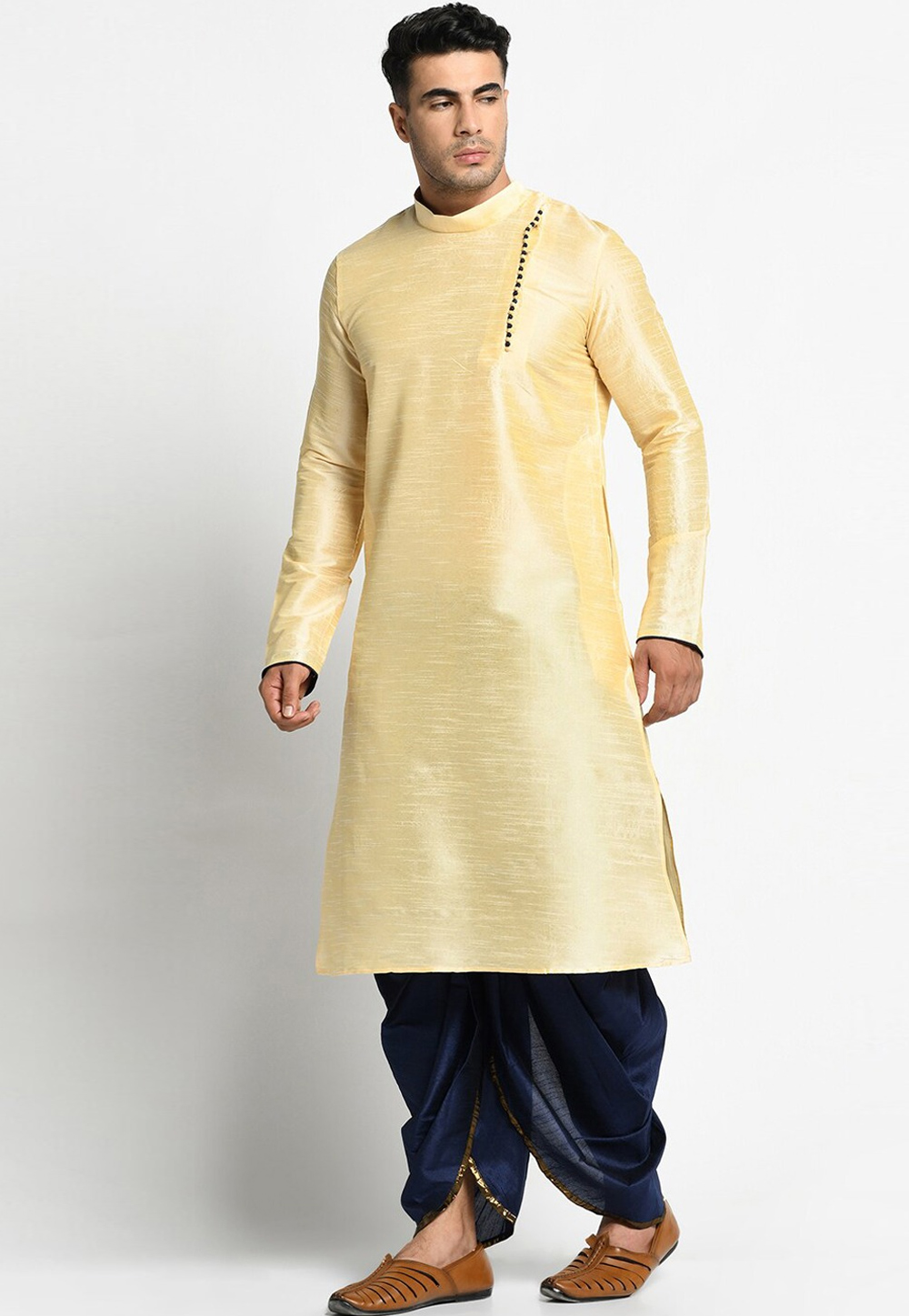 Cream Dupion Silk Dhoti Kurta 236537