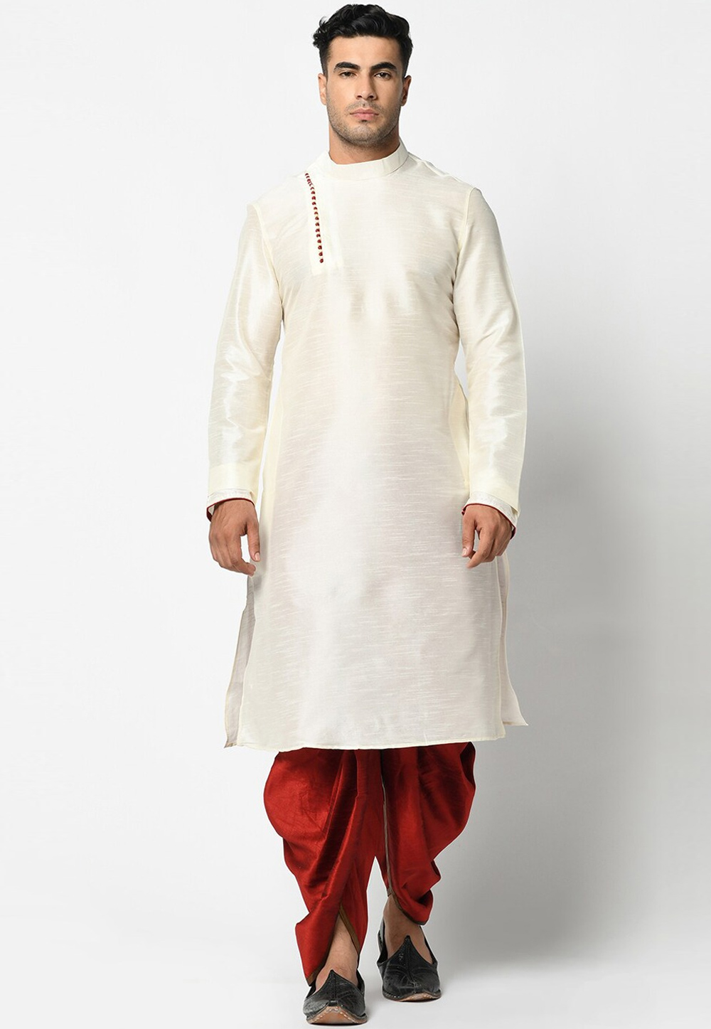Off White Dupion Silk Dhoti Kurta 236538