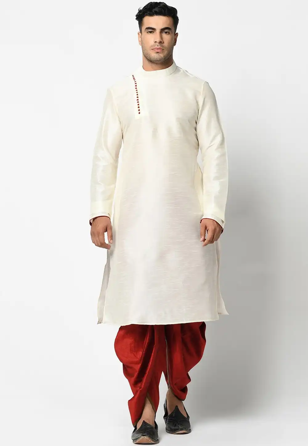 Off White Dupion Silk Dhoti Kurta 236538