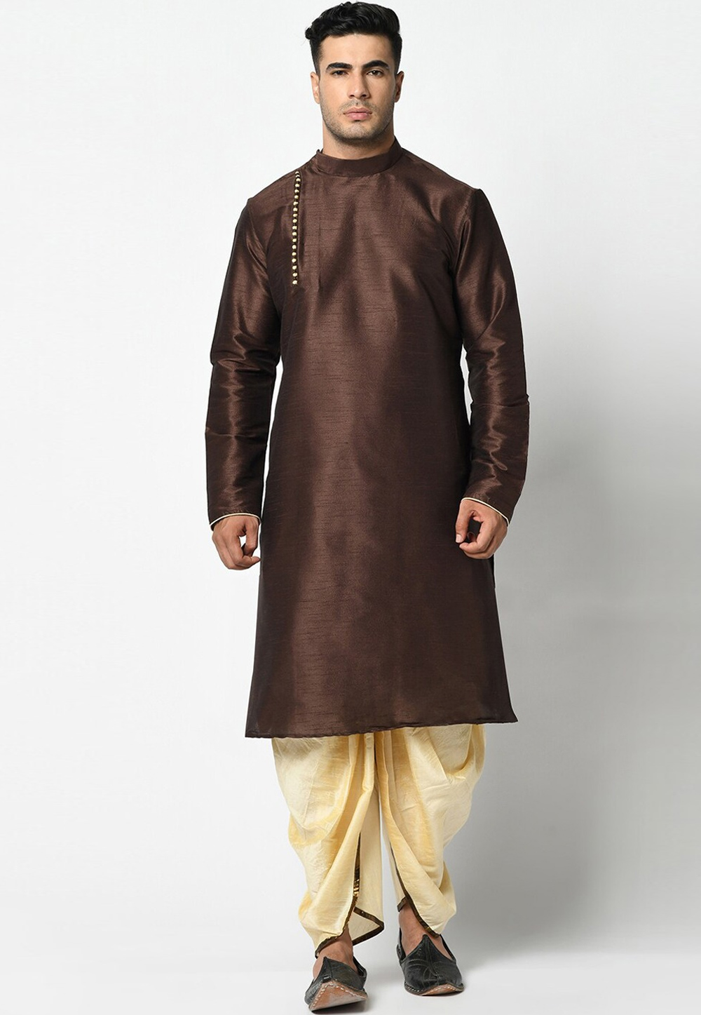 Brown Dupion Silk Dhoti Kurta 236540