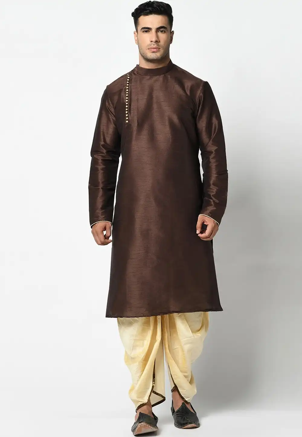 Brown Dupion Silk Dhoti Kurta 236540