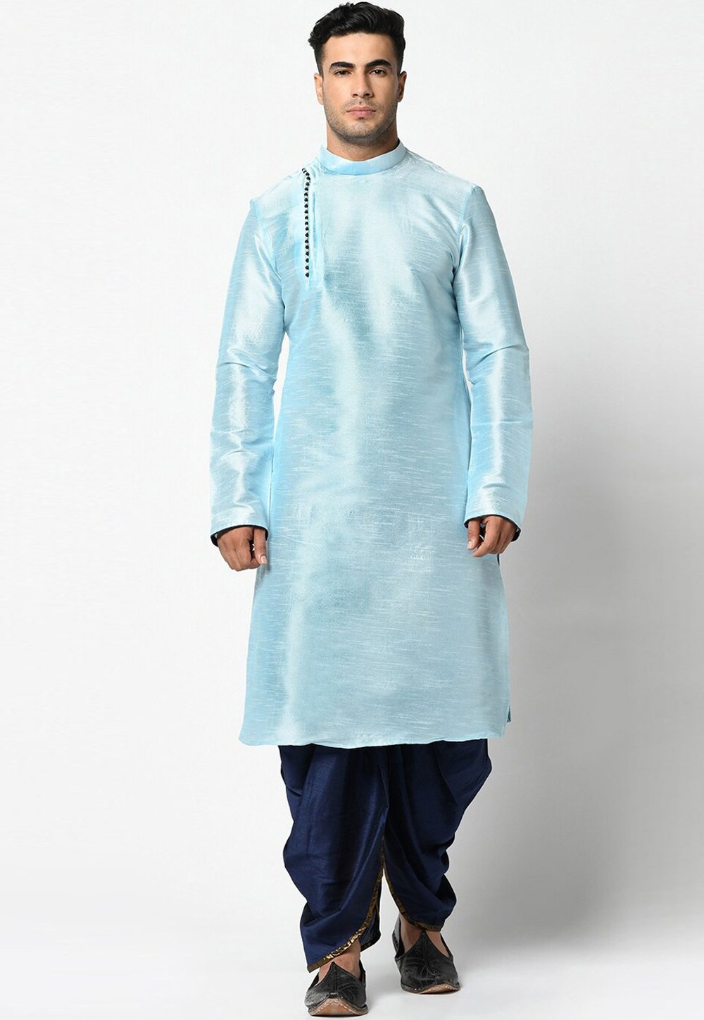 Sky Blue Dupion Silk Dhoti Kurta 236545