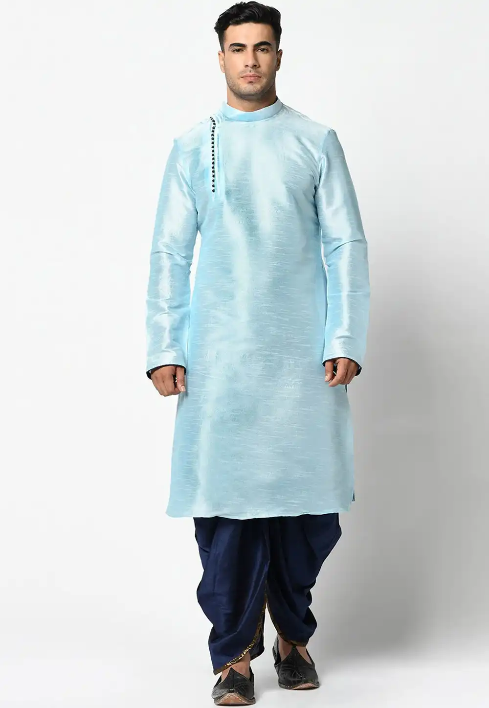 Sky Blue Dupion Silk Dhoti Kurta 236545