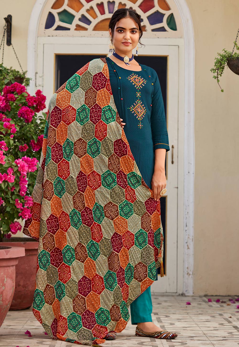 Blue Viscose Readymade Kameez With Pant 236666