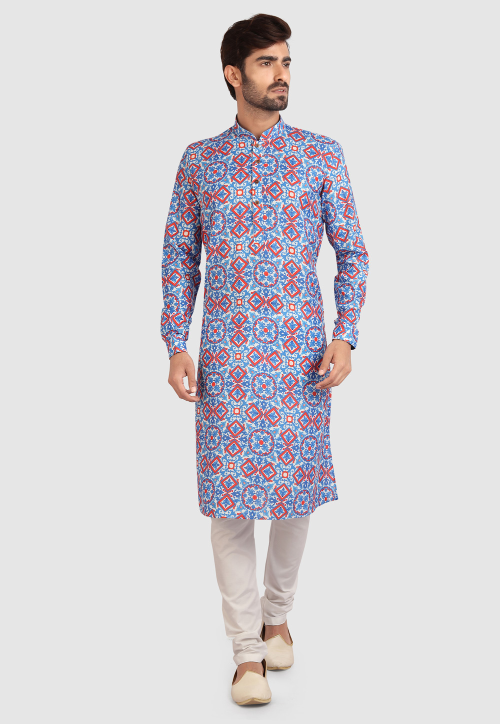 Blue Cotton Kurta Pajama 241155