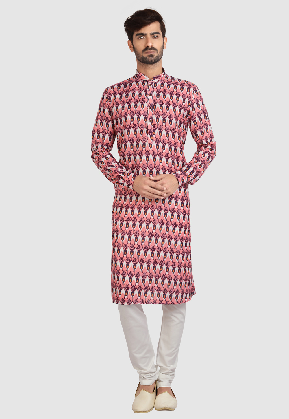 Pink Cotton Kurta Pajama 241157