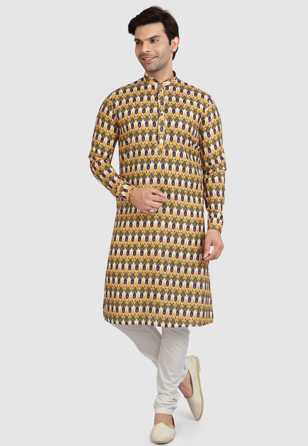 Mustard Cotton Kurta Pajama 241158