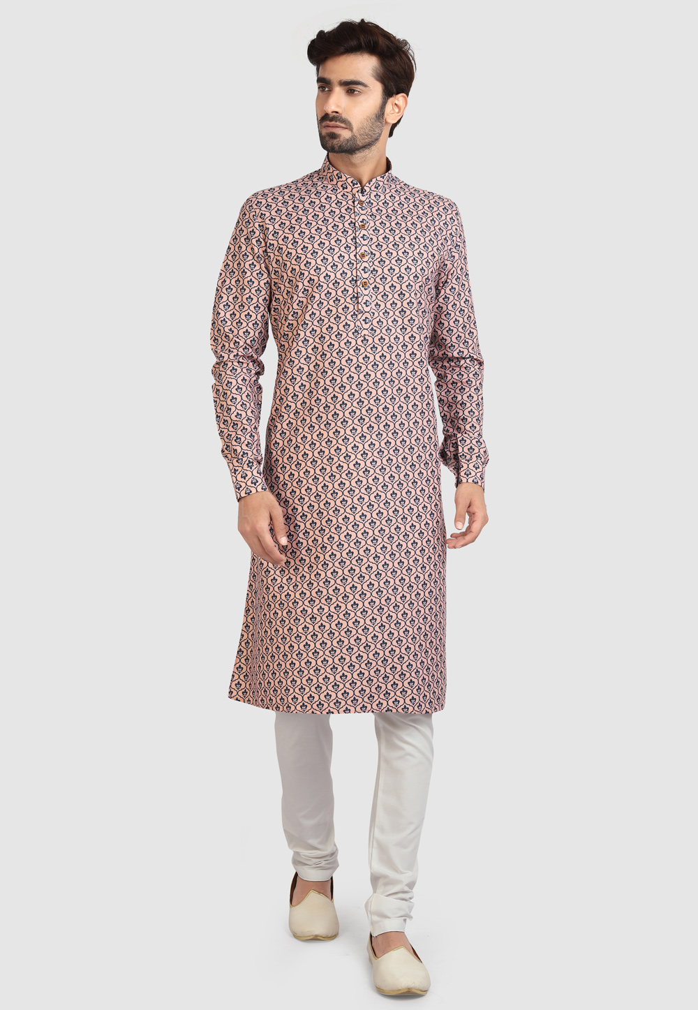Peach Cotton Kurta Pajama 241165