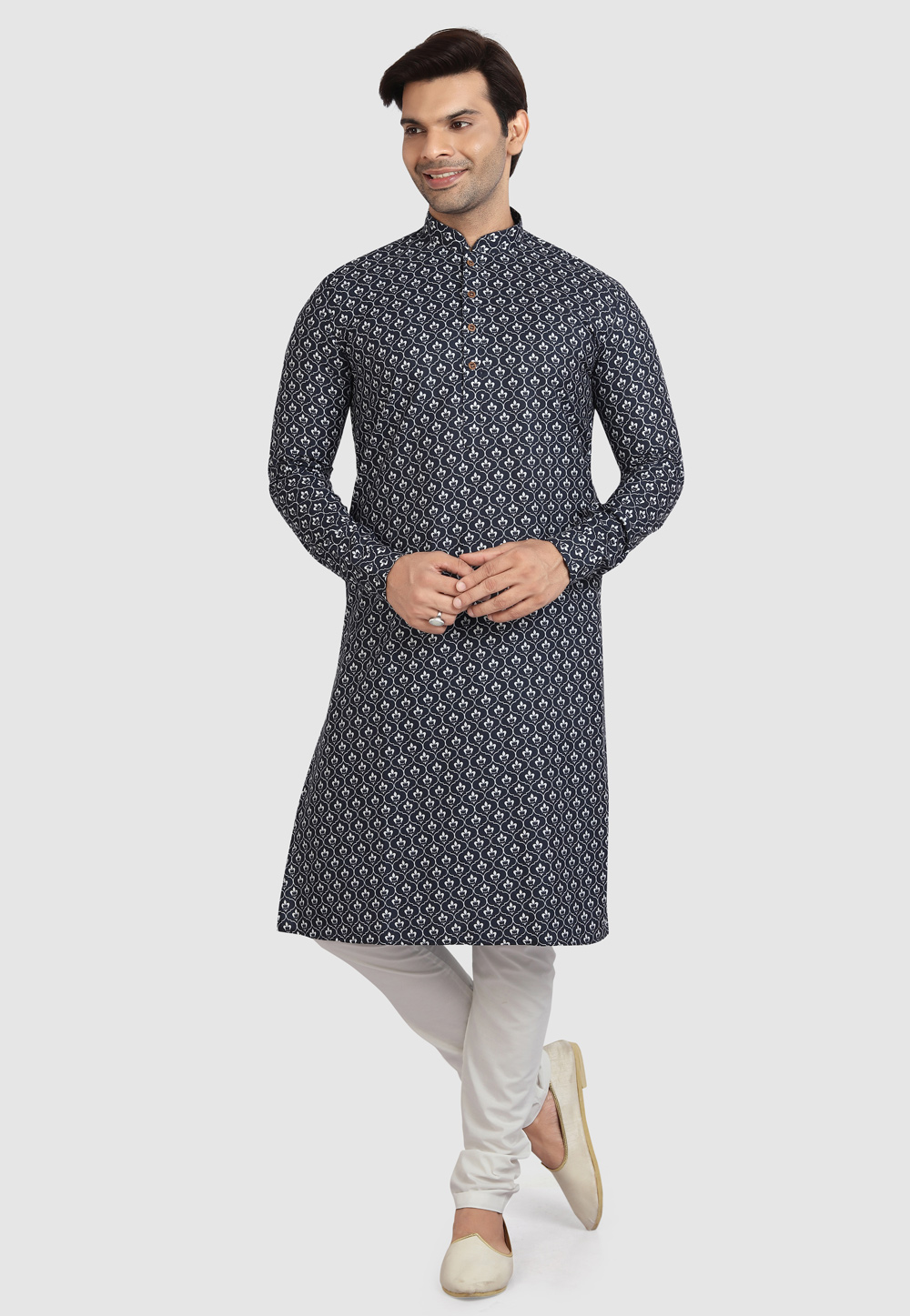 Navy Blue Cotton Kurta Pajama 241168
