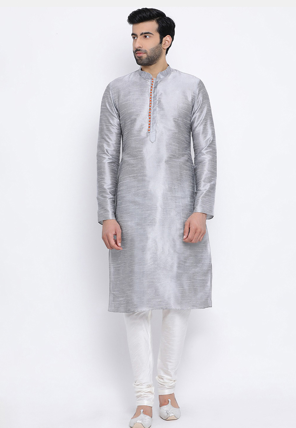 Grey Dupion Silk Kurta Pajama 231292