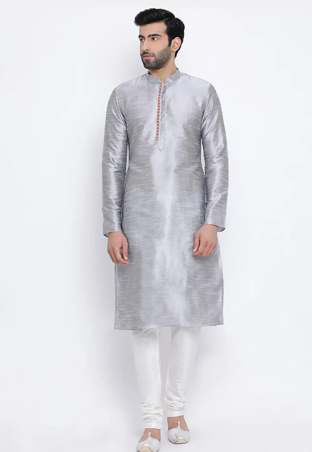 Grey Dupion Silk Kurta Pajama 231292