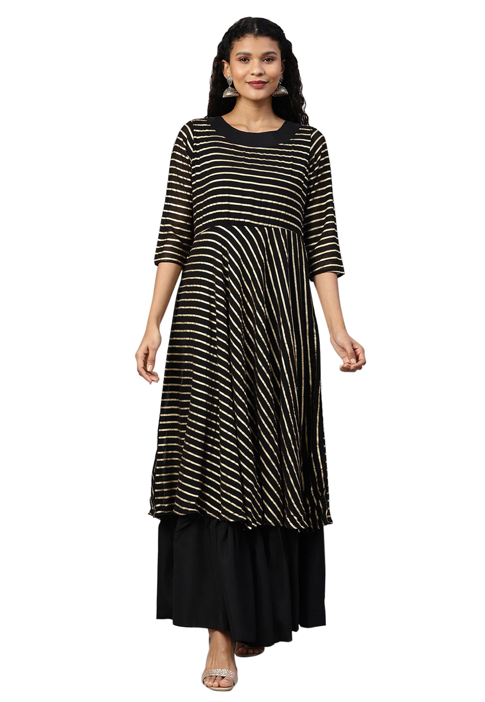 Black Georgette Readymade Kurti 214294