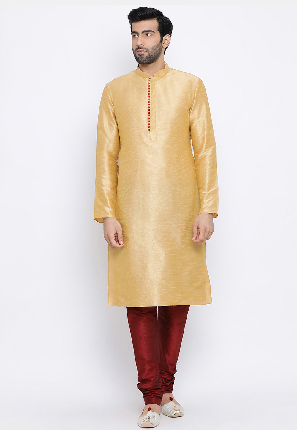 Golden Dupion Silk Kurta Pajama 231295