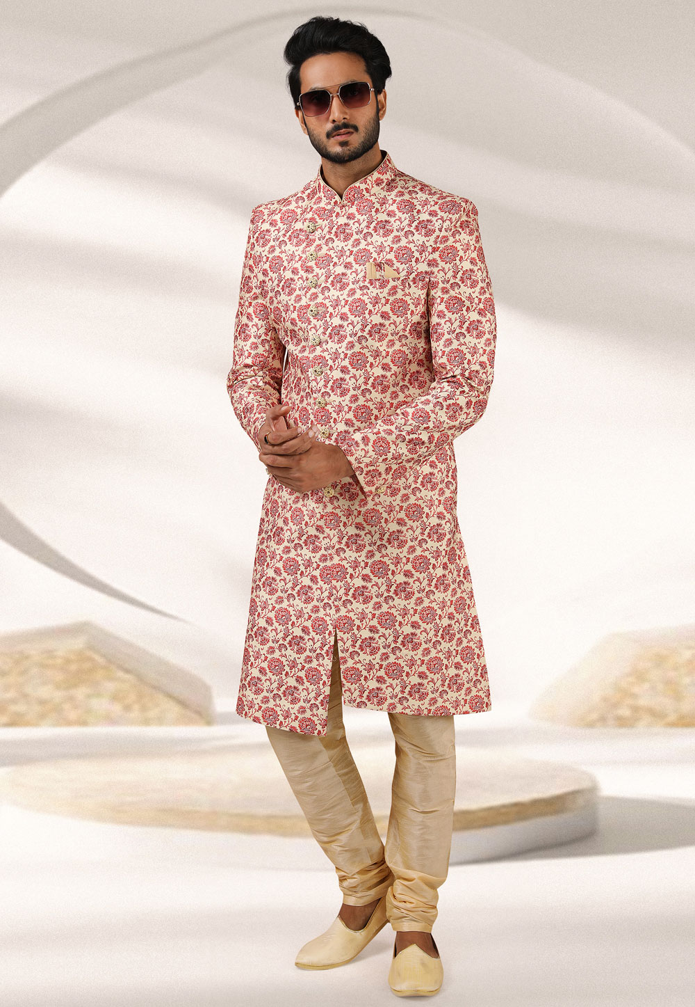 Cream Banarasi Indo Western Sherwani 241382
