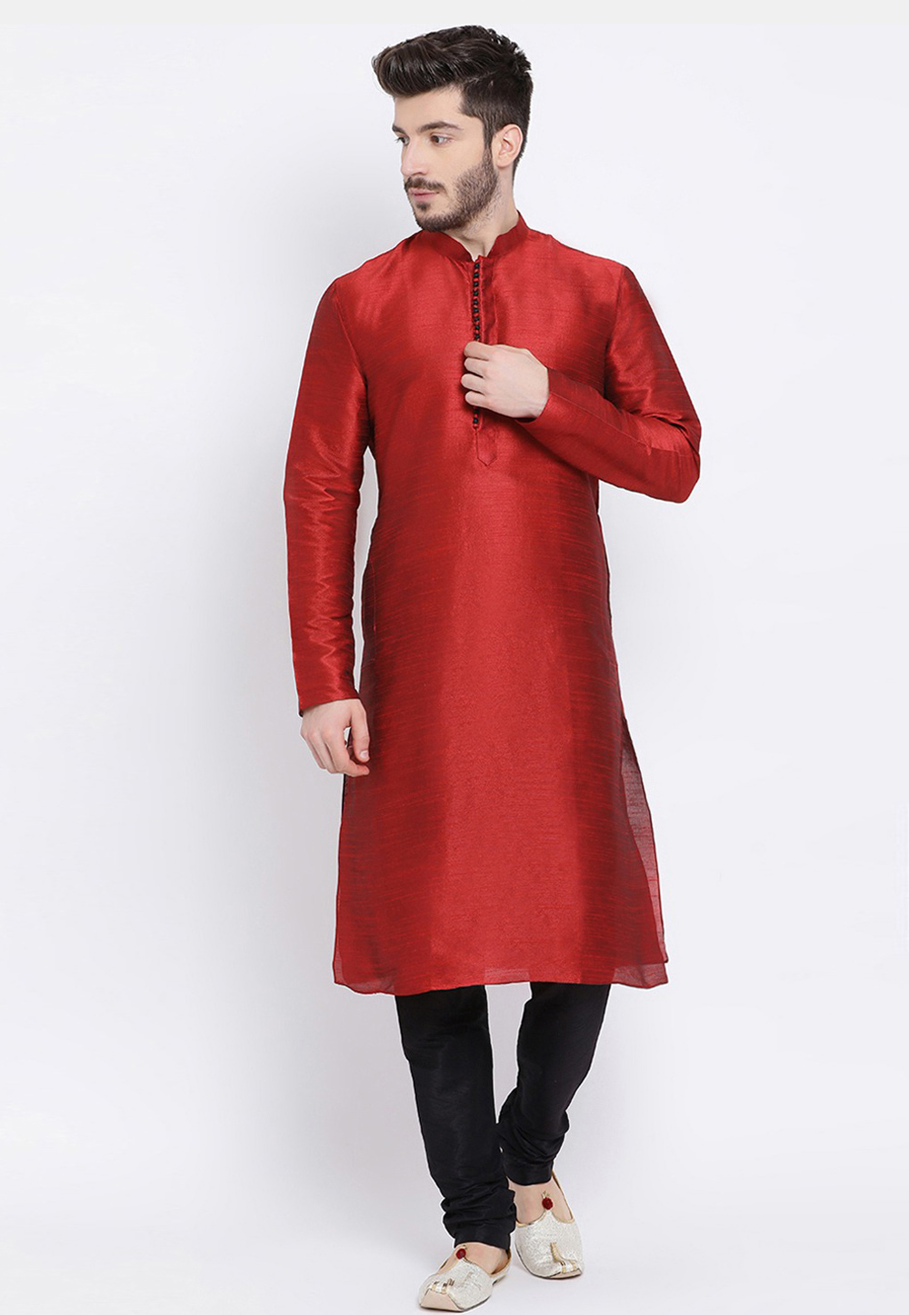 Maroon Dupion Silk Kurta Pajama 231299