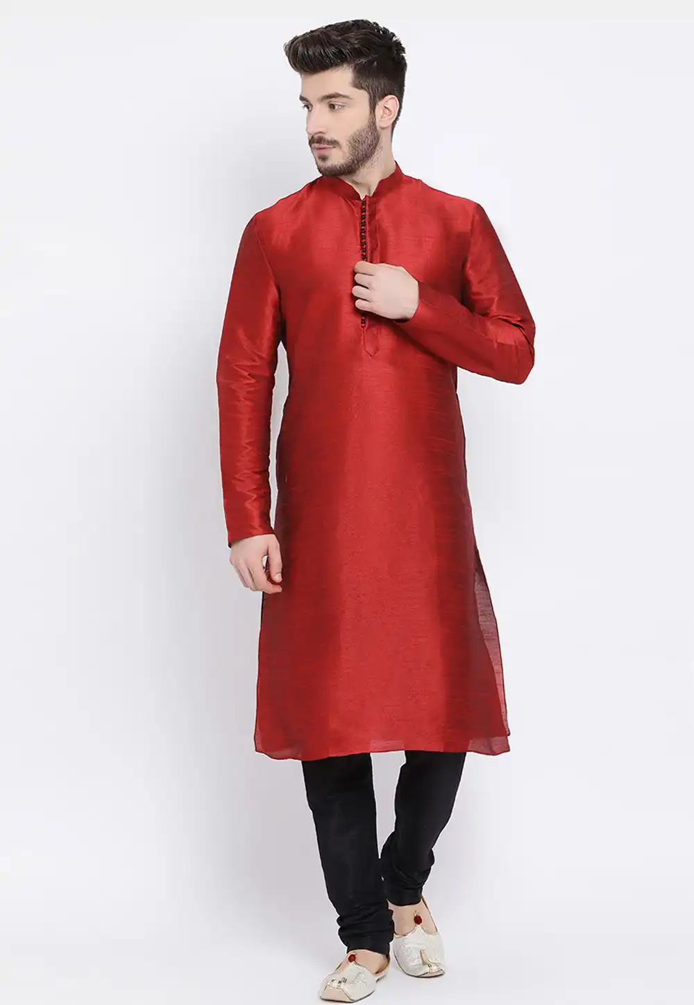 Maroon Dupion Silk Kurta Pajama 231299