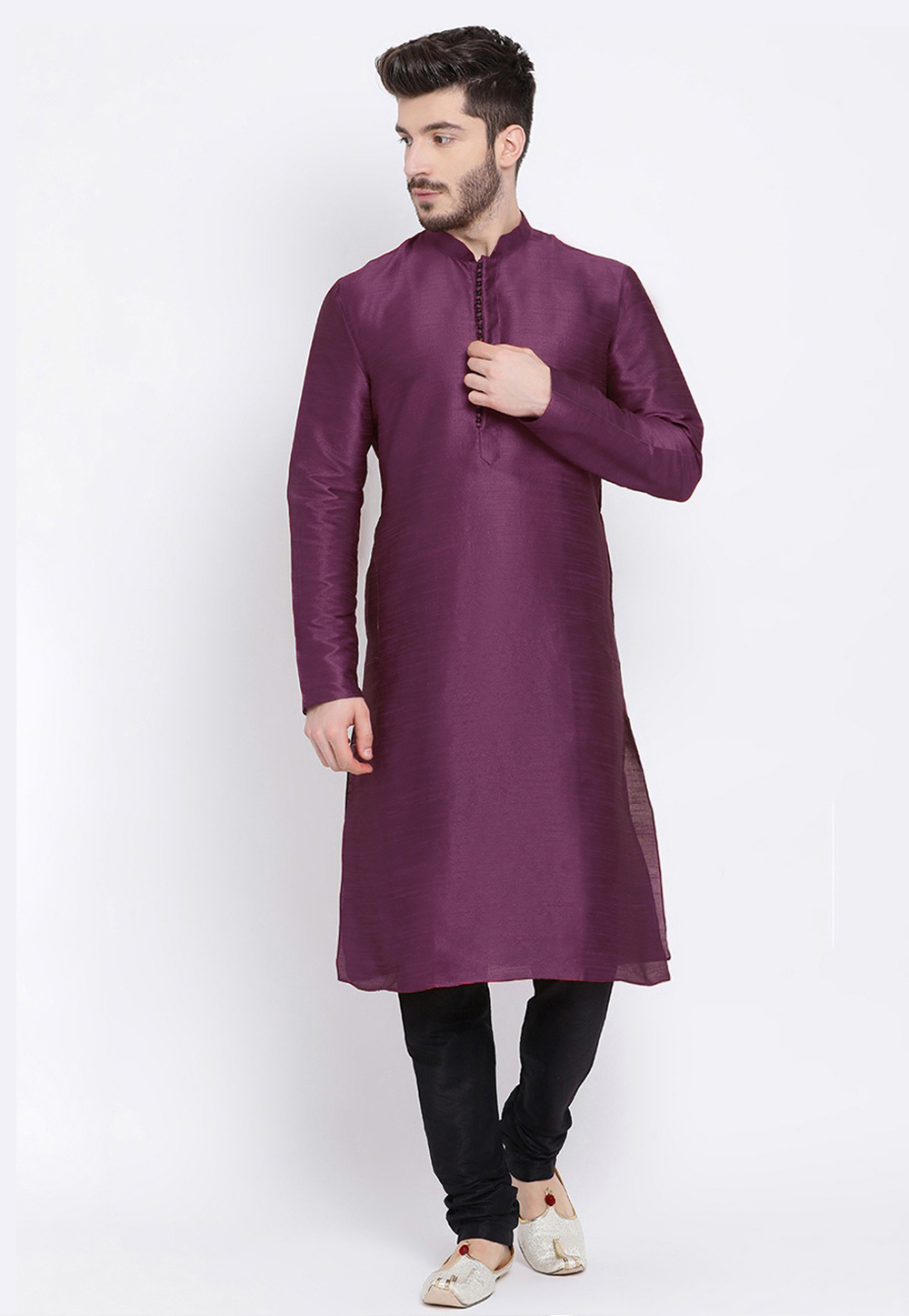 Purple Dupion Silk Kurta Pajama 235446