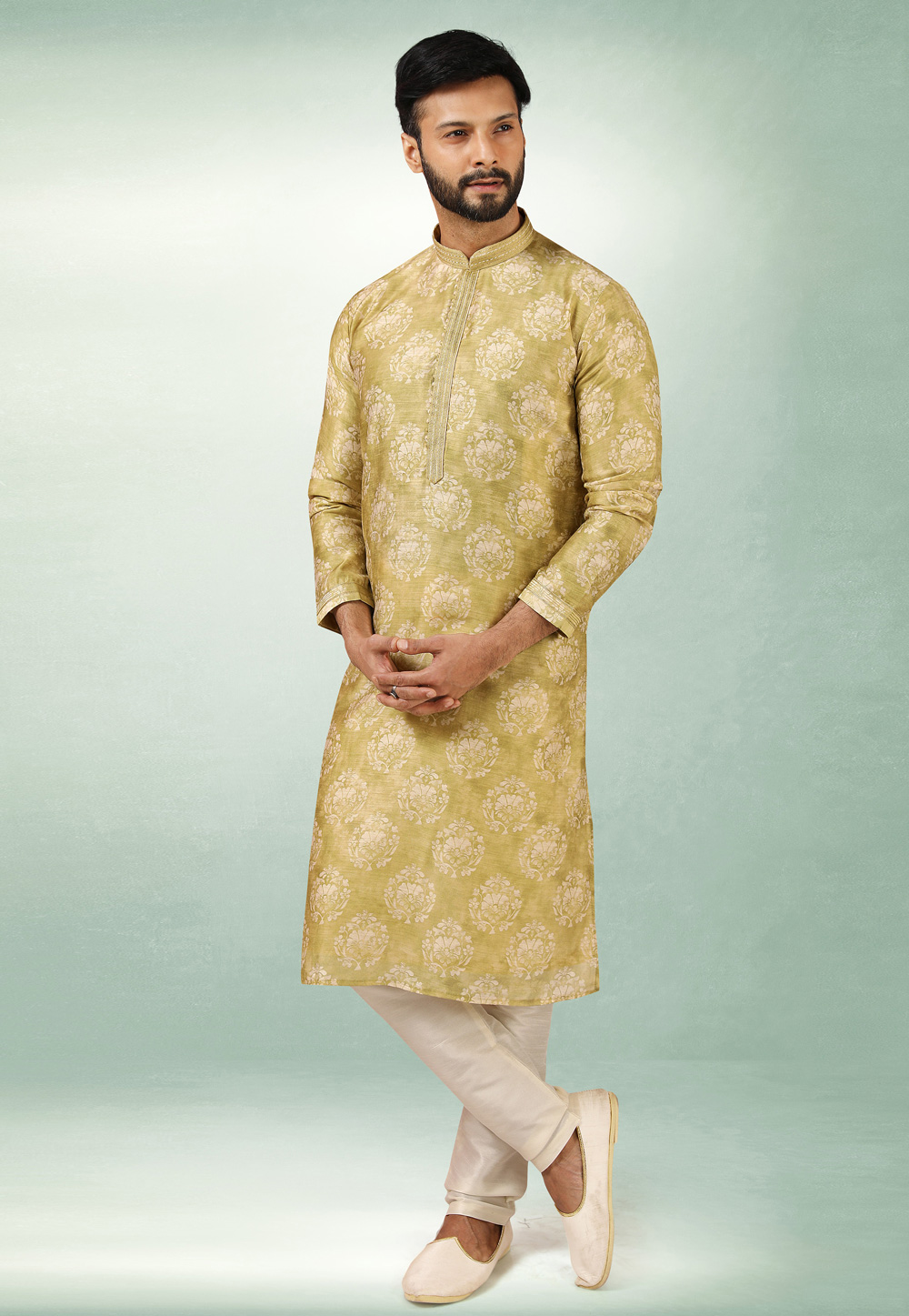 Light Green Art Silk Kurta Pajama 241405