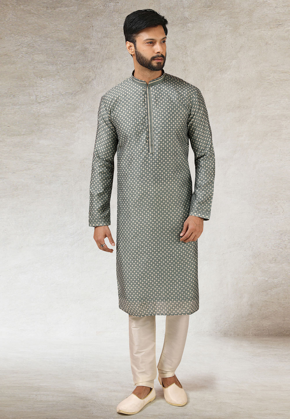 Grey Art Silk Kurta Pajama 241408