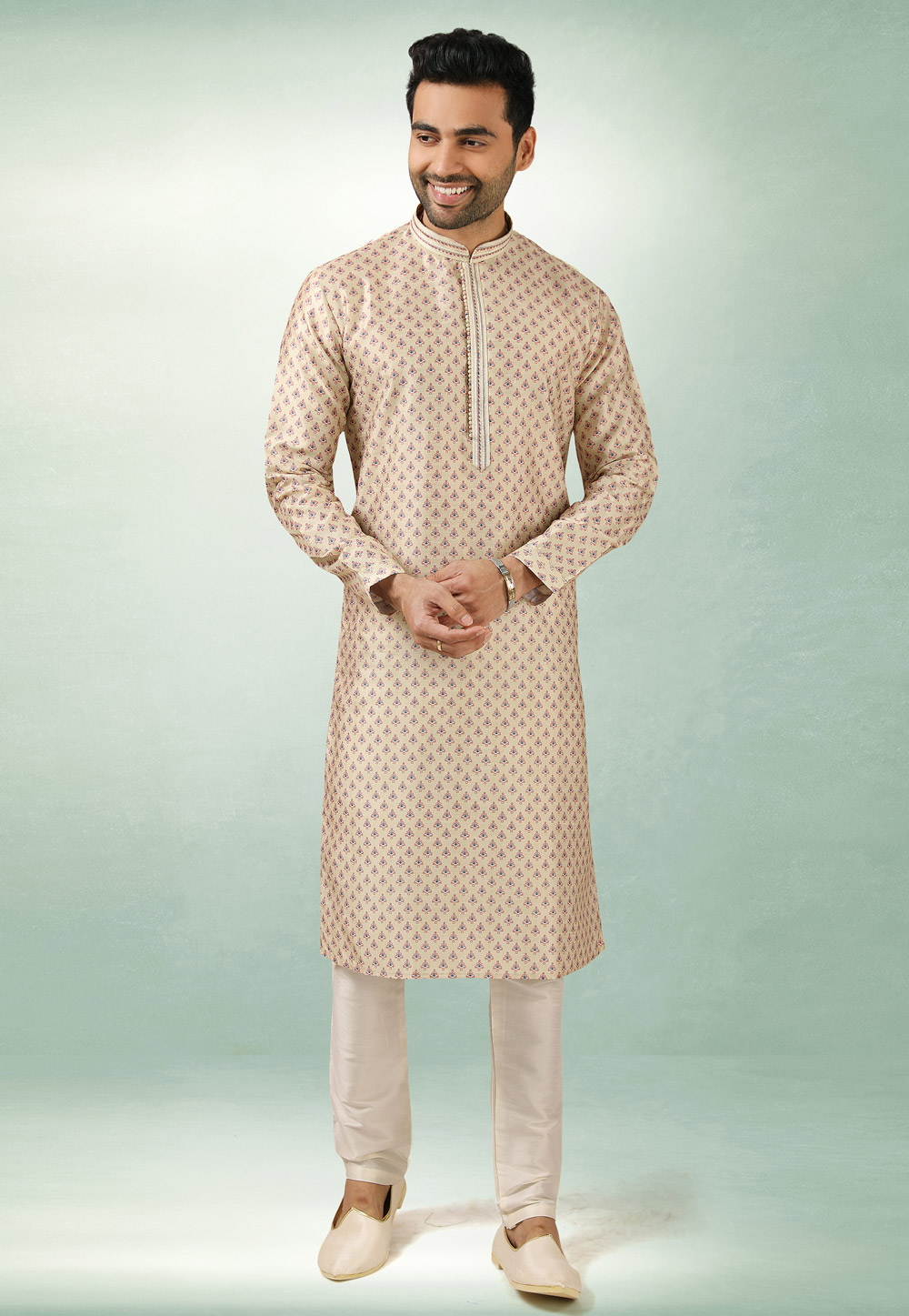 Beige Art Silk Kurta Pajama 241418