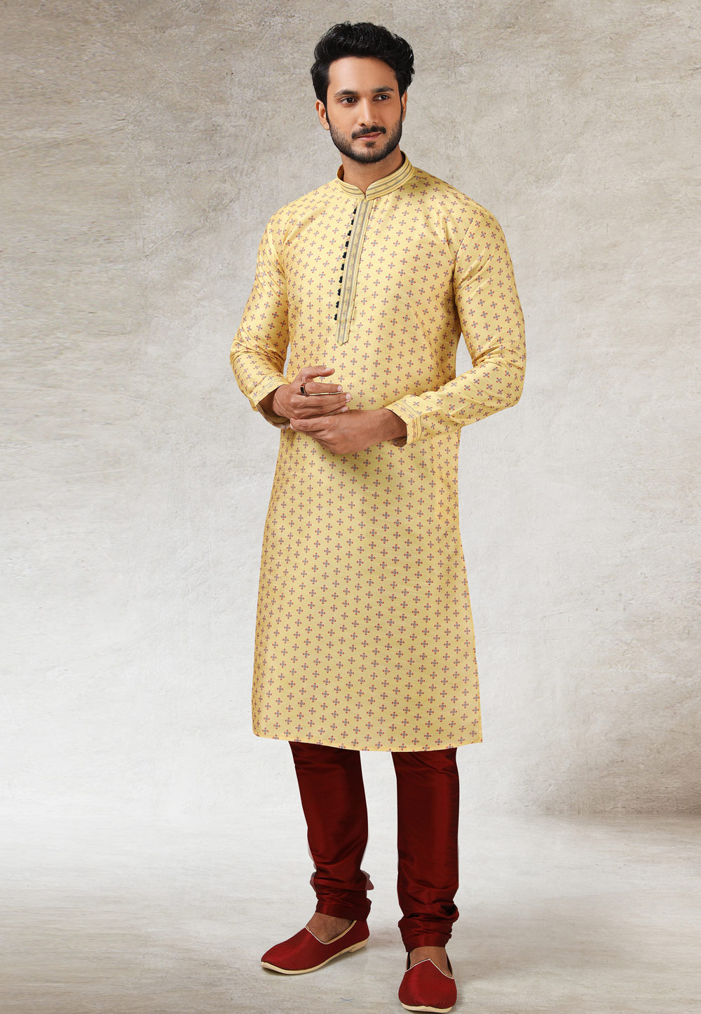 Yellow Art Silk Kurta Pajama 241422