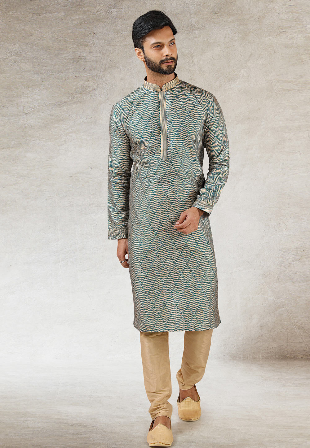 Sea Green Art Silk Kurta Pajama 241427