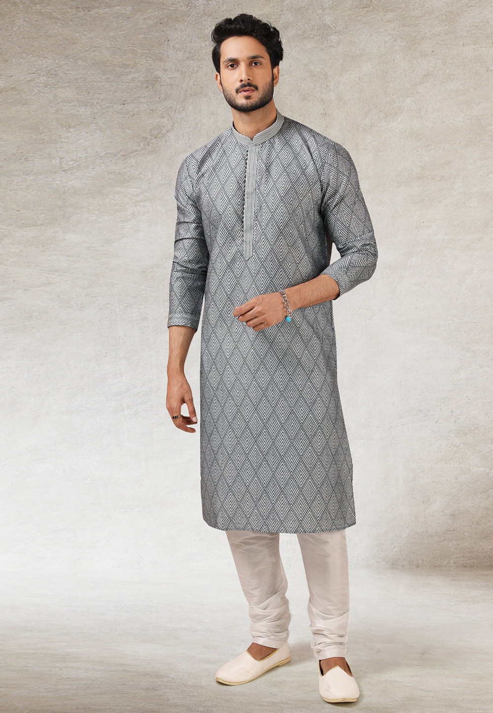 Grey Art Silk Kurta Pajama 241428