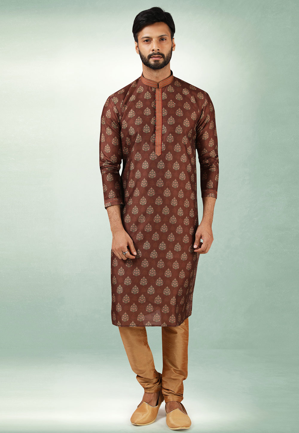 Brown Art Silk Kurta Pajama 241431