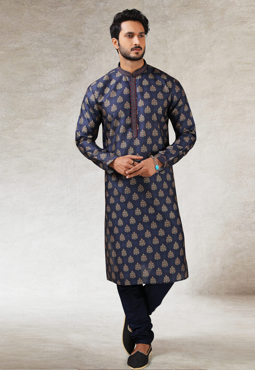 Navy Blue Art Silk Kurta Pajama 241432