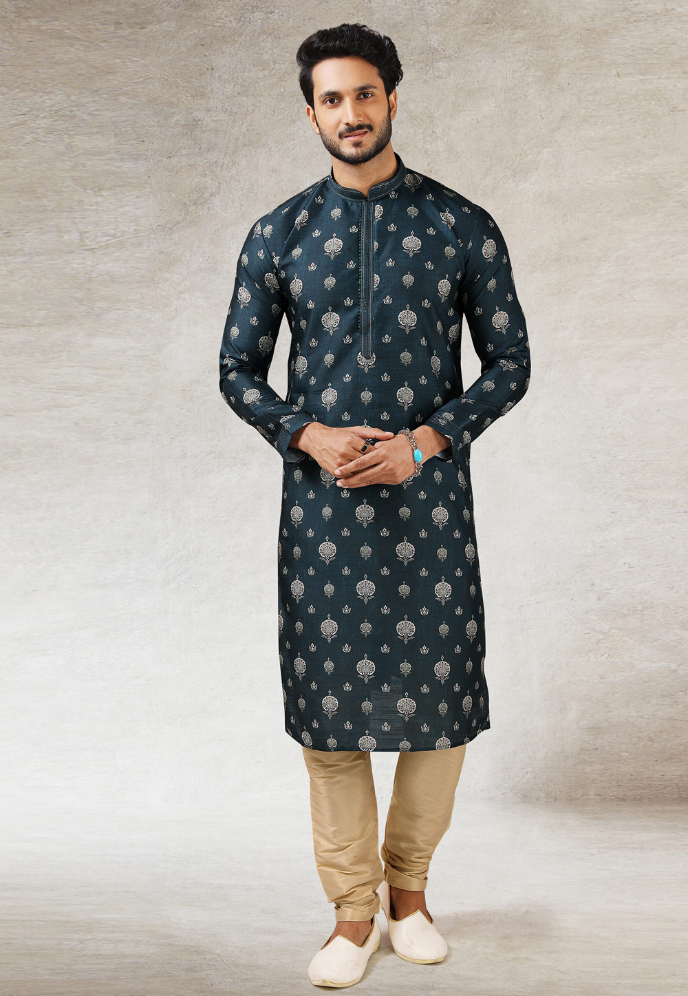 Blue Art Silk Kurta Pajama 241434
