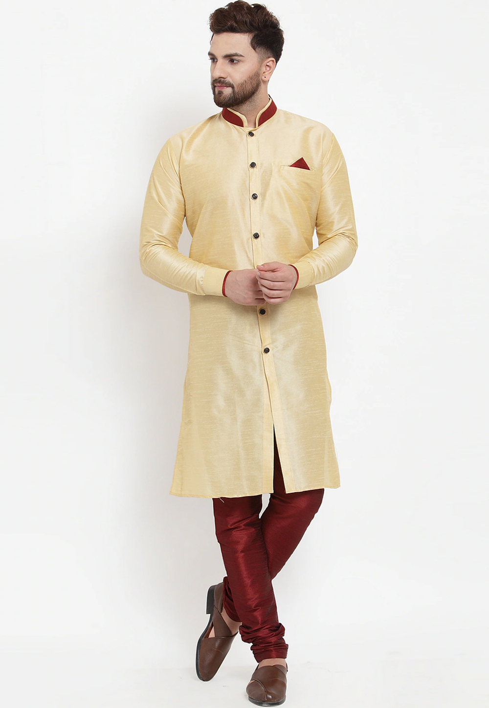 Cream Banarasi Indo Western Kurta 237449