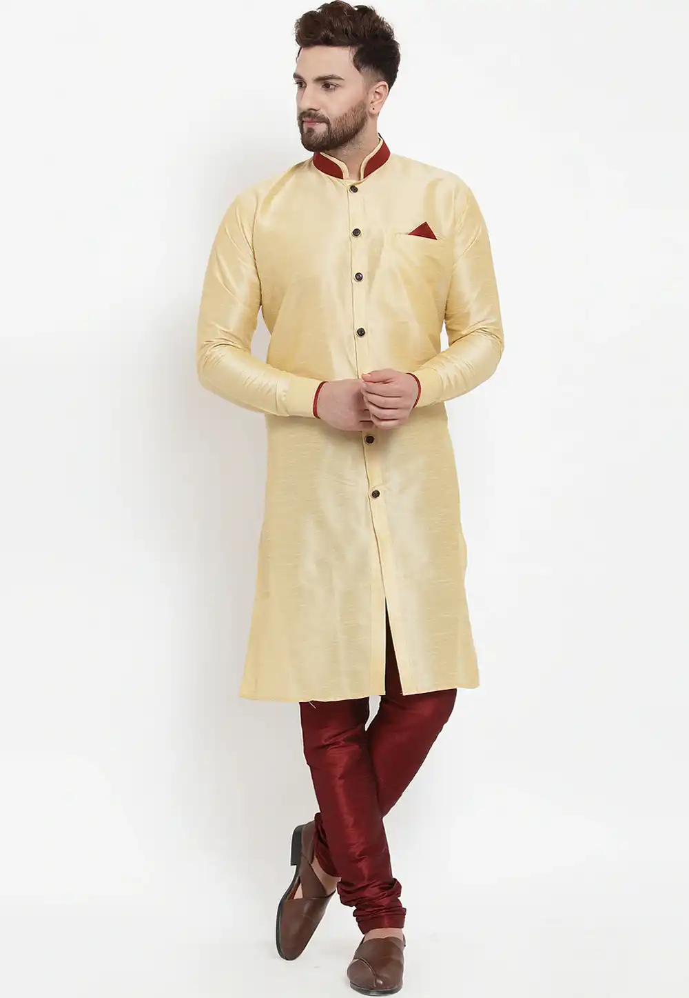 Cream Banarasi Indo Western Kurta 237449