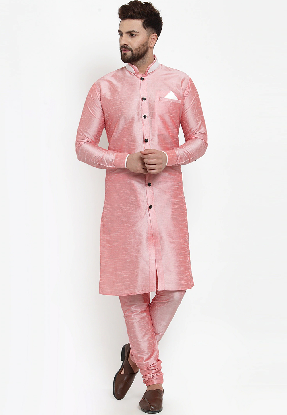 Pink Banarasi Indo Western Kurta 237452