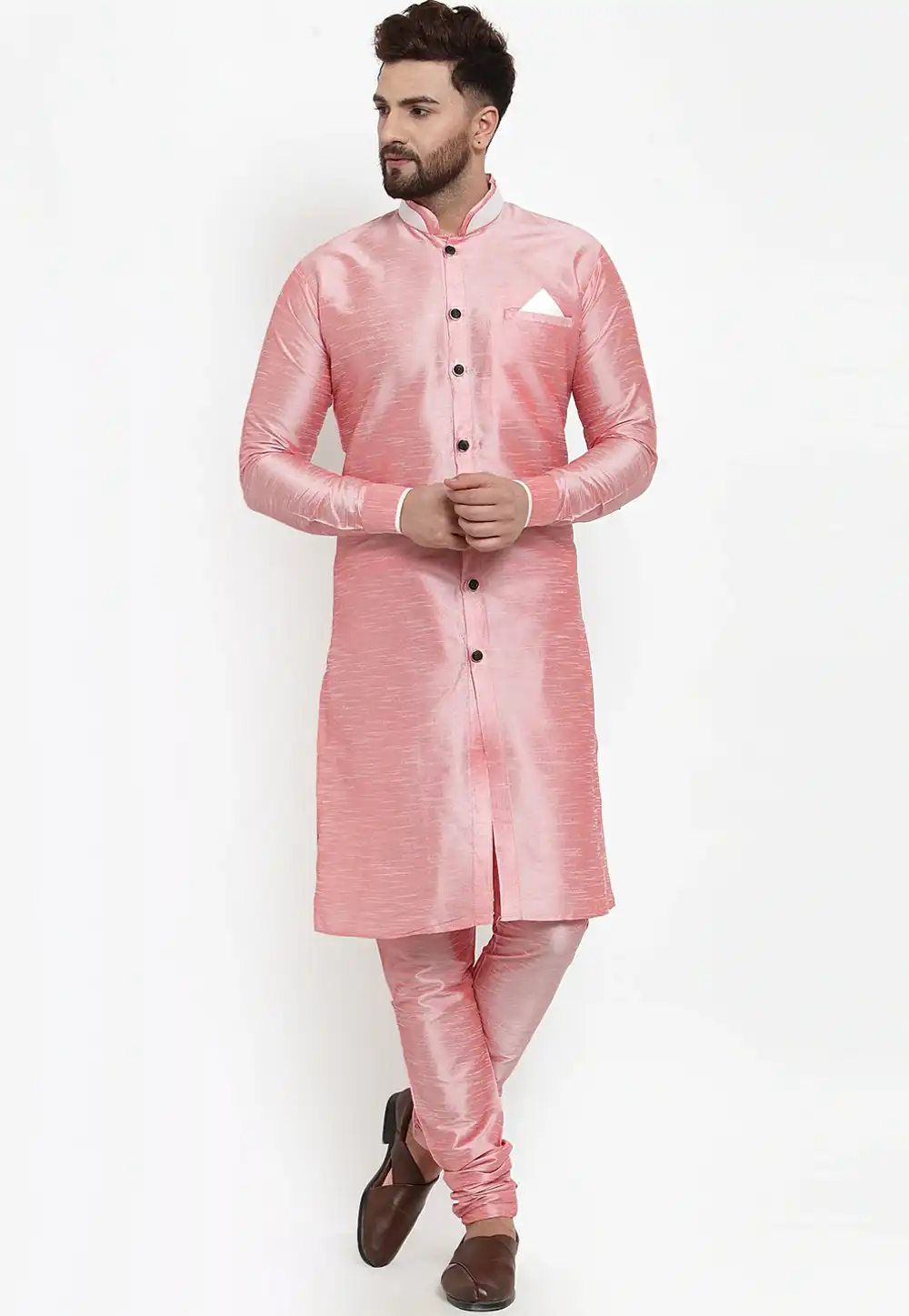 Pink Banarasi Indo Western Kurta 237452