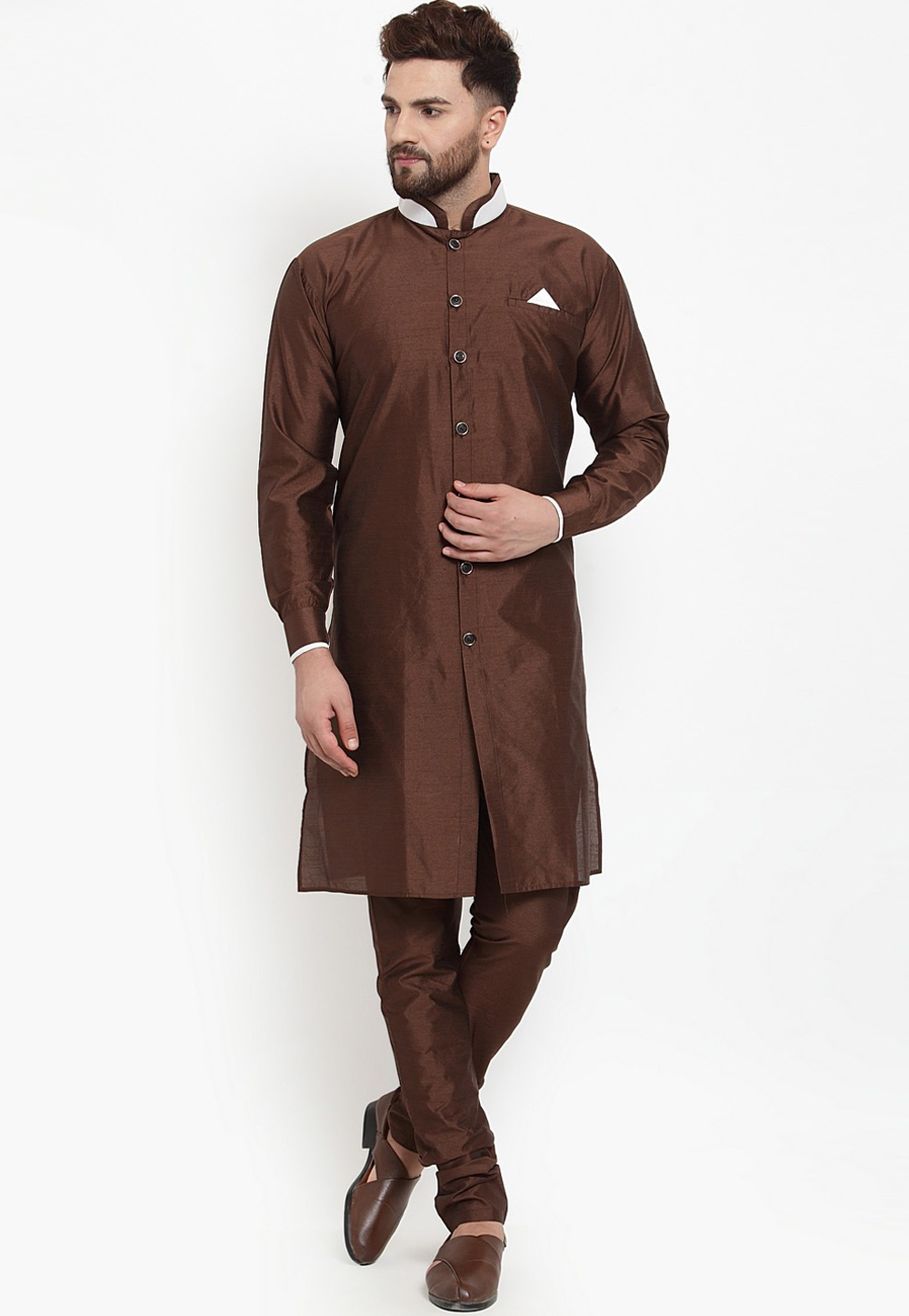 Brown Banarasi Indo Western Kurta 237453