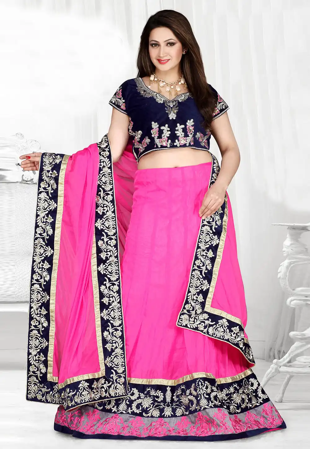 Pink Soft Net Circular Lehenga Choli 44226