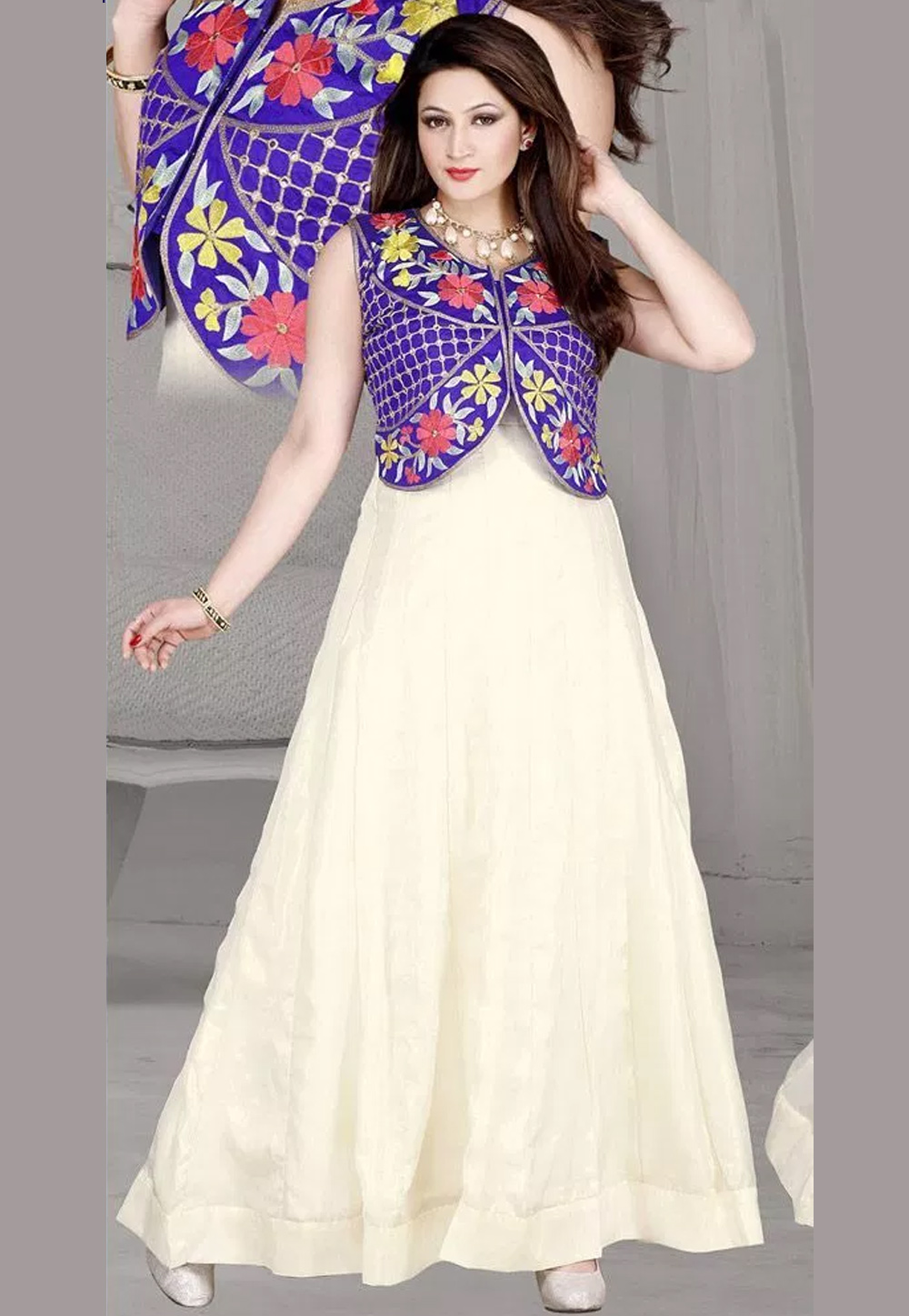 Off White Georgette Party Wear Gown 44231