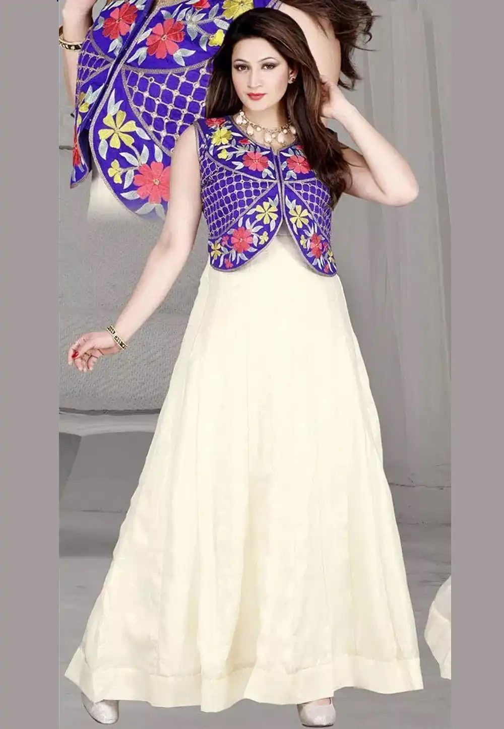 Off White Georgette Party Wear Gown 44231